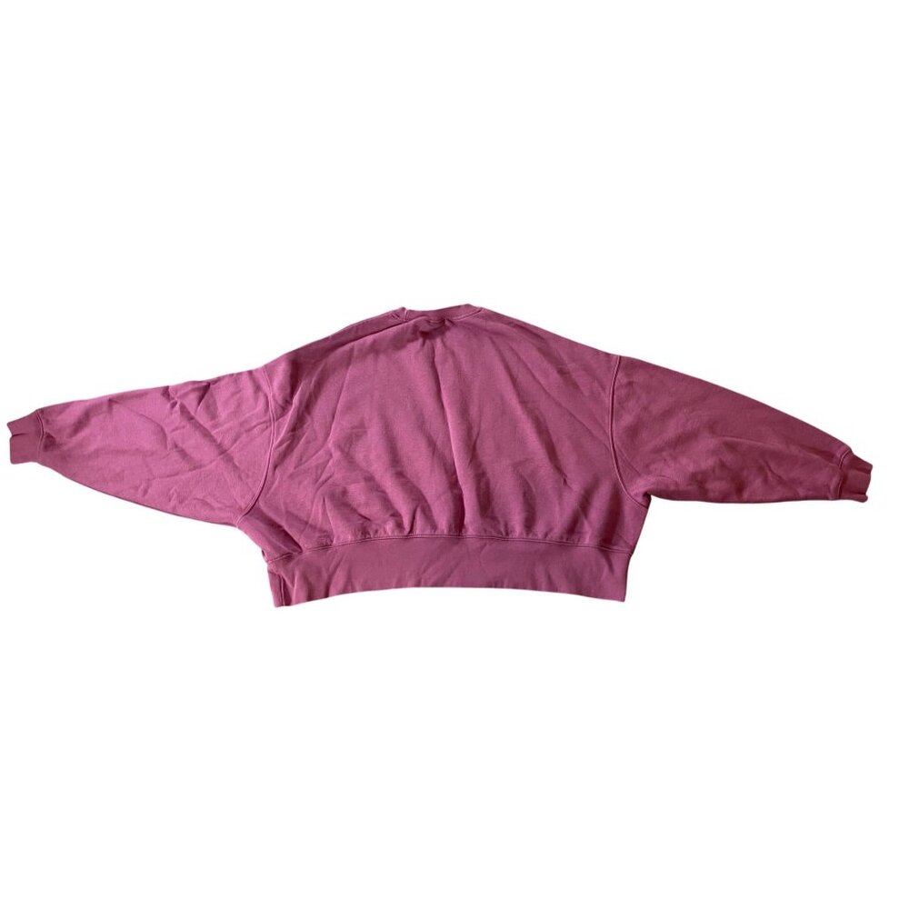Nike Oversized Cropped Crew Neck Pullover Fleece Sweatshirt Magenta Large - Picture 3 of 8